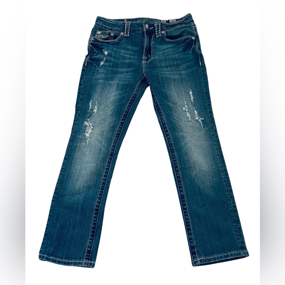 Miss Me Jeans Womens 25 X 25.5 Blue Boyfriend Capri Low Rise Stretch Denim